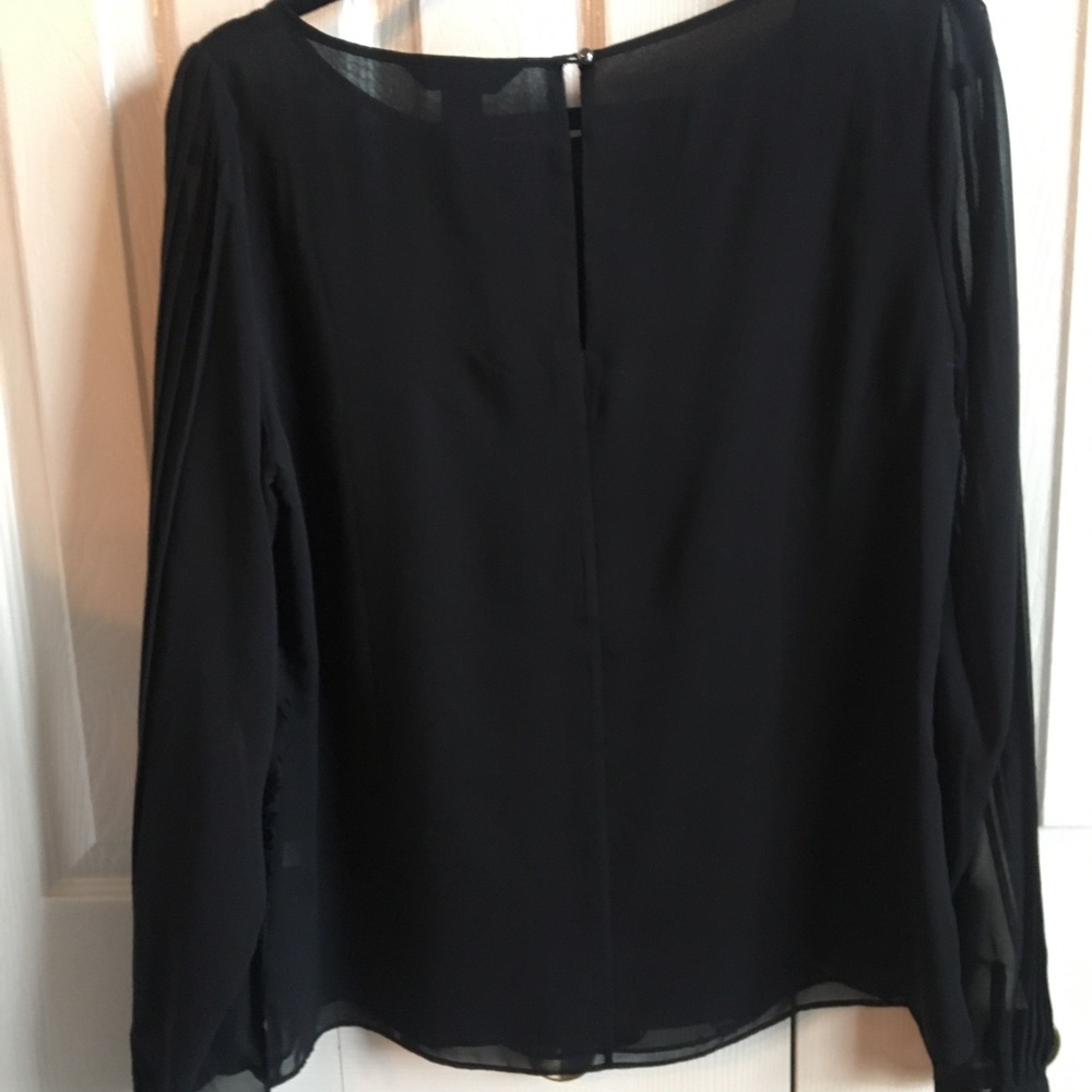 Whbm Size 10 Black Sheer Pattern Top With Shell - image 5
